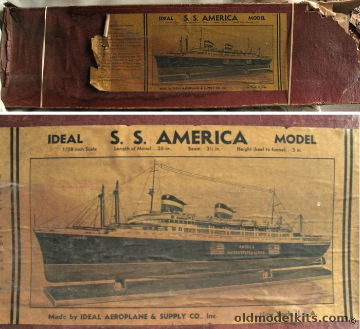 Ideal Aeroplane & Supply 1/330 Ocean Liner SS America / Troop Ship USS West Point / S.S. Australis  Wooden Ship Kit plastic model kit